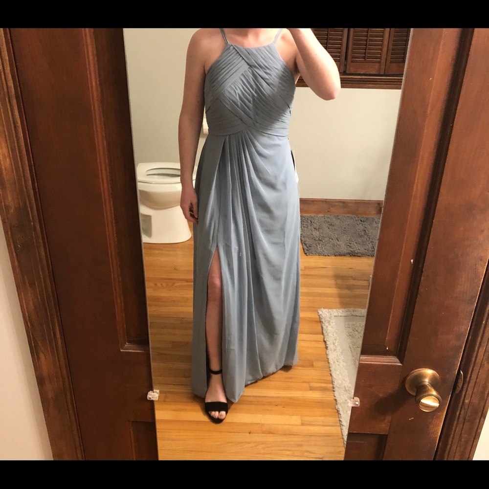 NWT Azazie Ginger Allure Bridesmaid Dress Dusty Blue - Picture 5 of 10